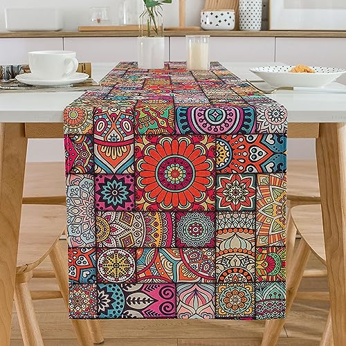 Chicamy Runner Da Tavola Vintage Runner Fatto A Mano Runner Da Tavola Moderno Mandala Motivo Stampato Eleganti Runner Decorativo Per Cena Compleanno M