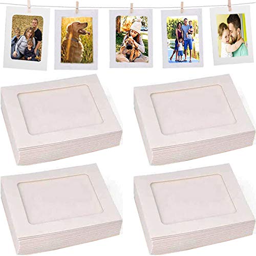 Fashion Hw 40 Cornici Bianche, Decorazione Per La Casa, 10,2 X 15,2 Cm, Foto Da Parete Fai Da Te, Album Con Corda+Clip Set Ideale Per La Casa Scuola O