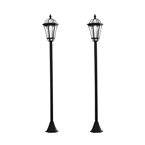 Outsunny Set 2 Lampioni Solari Da Giardino, Luci Da Esterno Solari Con 2 Led, Accensione Automatica E Durata 6 Ore, Nero