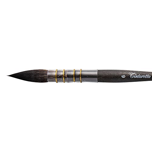 Tintoretto Linea Feltracco Pennello Sintetico Vajo Kazan Per Acquarello Punta N.6 Ad Alta Tenuta