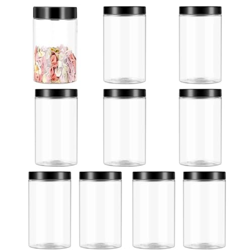 Barattoli Cucina Plastica Trasparente, 10 Pezzi Barattoli Cucina, Contenitori Vuoti Ermetici, Con Copertura, Per Conservare Cibo, Condimenti, Dolci, R