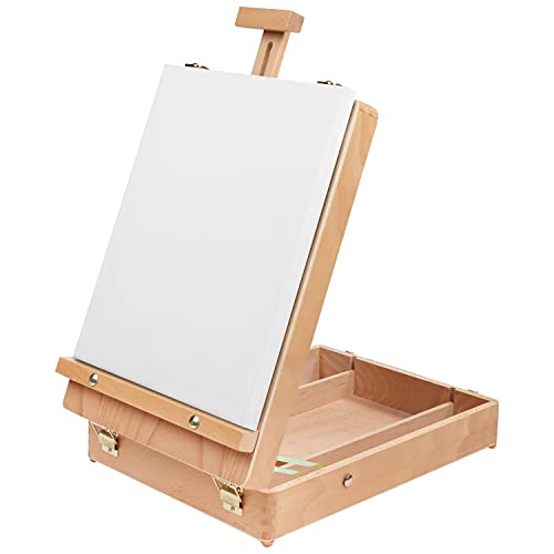 Kurtzy Cavalletto Pittura Professionale Con Cassetto - Cavalletto Pittura Da Tavolo Per Tele Da 30Cm - Cavalletto Per Dipingere Regolabile In Faggio-