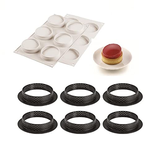 Silikomart - Kit Mini Tarte Glam - Stampo In Silicone + 6 Anelli Ø80 Mm