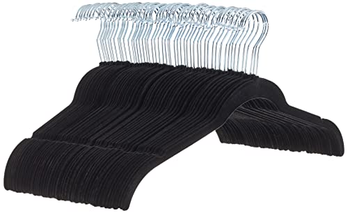 Amazon Basics - Gruccia In Velluto Per Abiti E Camicie, 50 Unità, Nero