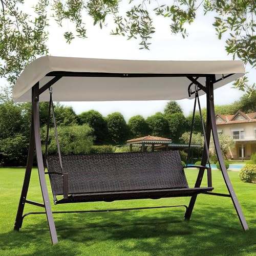 Dondolo 3 Posti In Polyrattan Mod. Terracina Cm. 193 X 117 X H. 167
