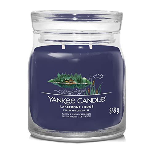 Yankee Candle Candela Profumata Lakefront Lodge, In Barattolo Medio Con Doppio Stoppino, Miscela Di Cera Di Soia, Candela A Combustione Lunga, Regalo