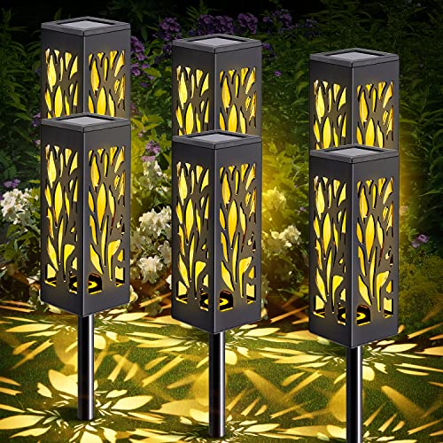 One Fire Lampade Solari Da Giardino Potenti, 6 Pacchi Lampioni Da Giardino Esterno Foglia D'Acero, Ip65 Luci Da Giardino Solari, Auto On/Off Lampada S