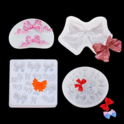 Fineinno 4 Pezzi Stampi Per Fiocco Resina Bow Resin Molds Stampi In Silicone Papillon Stampi Epossidica Fondente Per Cioccolato Torta Decorazione