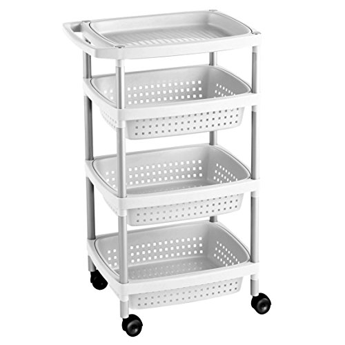 Tatay 7738201 - Carrello Portafrutta A 4 Altezze, Plastica, Bianco, 33 X 43 X 10,3 Cm