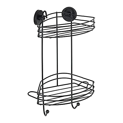 Wenko Rinconera Doble Vacuum-Loc®, Negro