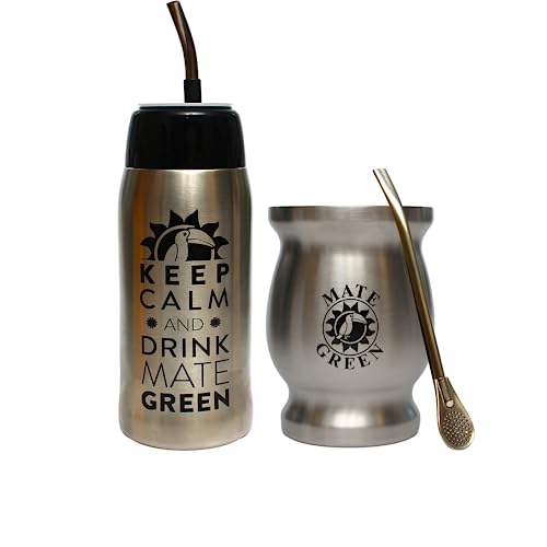 Gaucho Cebar Yerbomos - Thermos Per Yerba Mate Tee 580 Ml, Un Accessorio Portatile Per Yerba Mate | Tazza In Acciaio Inox Con Cannuccia Bombilla | Dis