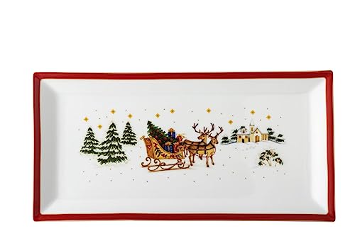 Piatto Rettangolare 36 Cm Happy Wintertime 36 X 18 Cm