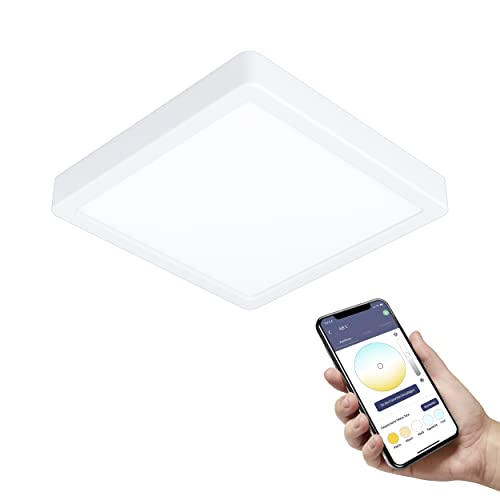 Eglo Connect.Z Smart Home Led Lampada Da Soffitto Per Bagno Fueva-Z, L X L 21 Cm, Zigbee, App E Controllo Vocale, Colore Della Luce Regolabile, Dimmer