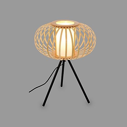 Briloner - Lampada Da Comodino In Bambù, Lampada Da Scrivania In Legno, Interruttore Con Cavo Per Lampada Da Tavolo, Lampada Da Lettura, Lampada, Atta