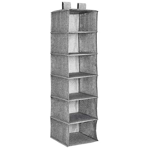 Amazon Basics - Organizer Da Appendere Nell’Armadio - 6 Ripiani, Grigio Melange, 30.48 X 5.08 X 30.48 Cm