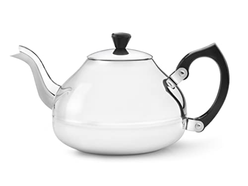 Bredemeijer Teiera Ceylon 1,25L, Rivestimento Unico, Decori Neri, Inossidabile 304, Grigio Acciaio