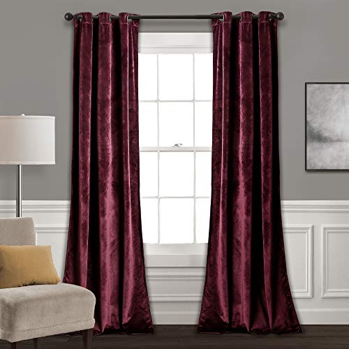 Lush Decor Prima - Tende In Velluto Oscuranti Per Soggiorno, Sala Da Pranzo, Camera Da Letto, 213,4 Cm, L, Colore: Prugna