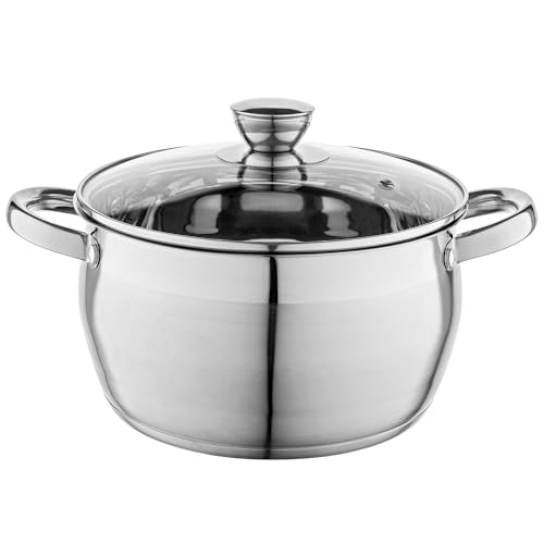 Florina Pentola In Acciaio Inox (6 L) 24 Cm I Pentola Con Coperchio In Vetro Oliver I Adatta Alla Lavastoviglie I Pentola Per Pasta, Zuppa I Ideale Pe