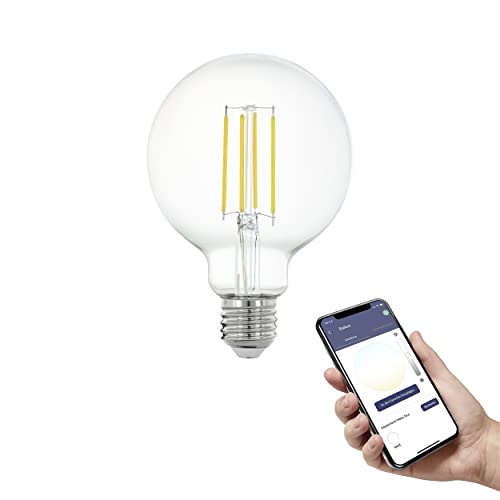 Eglo Connect.Z Smart Home Lampadina Led E27, G95, Zigbee, App E Controllo Vocale, Dimmerabile, Bianco Neutro, 806 Lumen, 6 W, Lampadina Vintage Chiara
