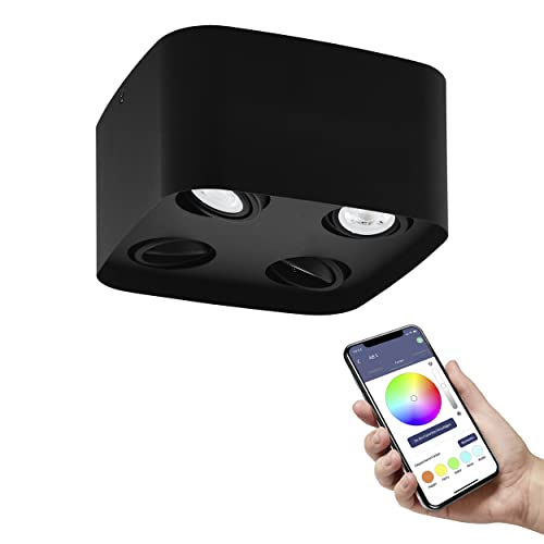 Eglo Connect.Z Smart Home Led Lampada Da Soffitto Caminales-Z Con Quattro Luci, Zigbee, App E Controllo Vocale, Colore Della Luce Regolabile, Dimmerab
