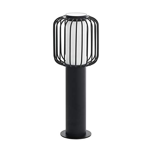 Eglo Lampada Da Esterni Ravello, 1 Luce, Moderna, Attacco E27. Ip44. Con Piedistallo In Acciaio Zincato Di Colore Nero E Plastica Bianca