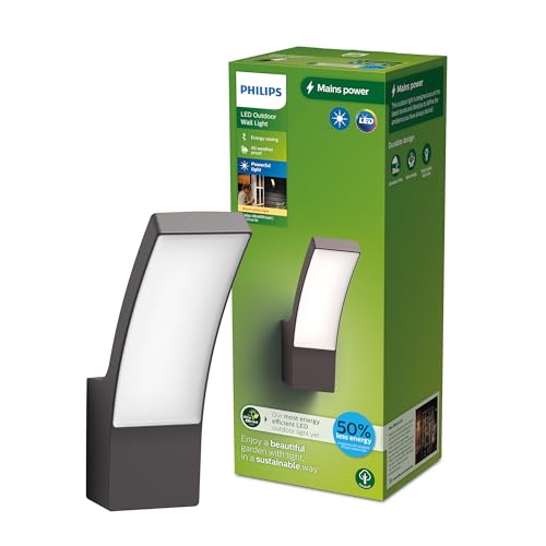 Philips Led Splay Ultra Efficiente Lampada A Parete Per Esterni, Luce Bianca Calda, 3.8W, Ip44, Antracite