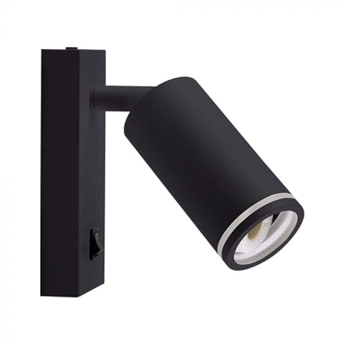 V-Tac Vt-429 Portafaretto Led Da Muro Portalampada Gu10 Orientabile Nero Applique Con Interruttore Tipo Lampada Hotel - Sku 10294