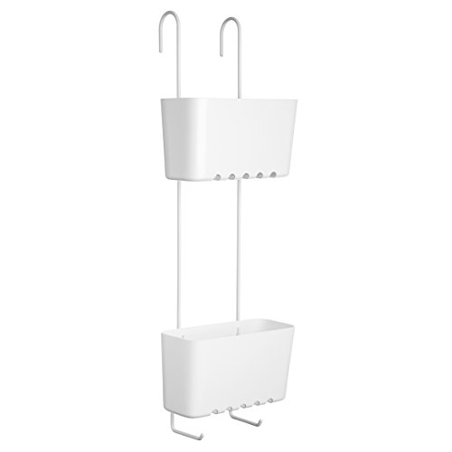 Tatay 4522101 Standard Duo Cesta Organizadora Ducha O Bañera Con Dos Baldas Apta Para Todo Tipo De Mamparas, Blanco, 20X13X59 Cm