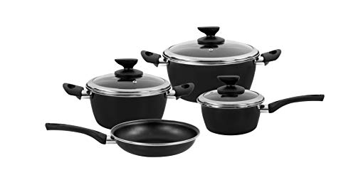 Magefesa Magefesa-01107821, Batteria Da Cucina, 4 Pz. + 3 Coperchi, Colore: Nero, Cm