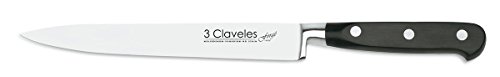 3 Claveles Cuchillo Para Filetear Forgé De Acero Inoxidable, Acciaio Inox, Negro, 19 Cm