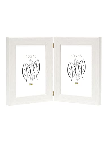 Deknudt Frames S41Vf1-H2V -10.0X15.0 - Cornice Portafoto Doppia, In Formato Verticale, Colore Bianco 19,4 X 15,1 X 1,6 Cm