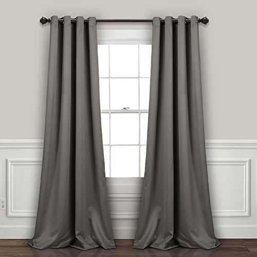 Lush Decor, Tende Grigio Scuro - Pannello Con Occhielli Con Fodera Oscurante Isolata, Set Di Finestre Oscuranti (Coppia), 304,8 Cm L