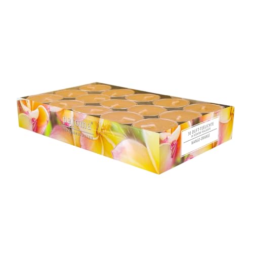 Pajoma 92003 Set Di 30 Lumini Profumati Di Mango Arancione Modern Line, Durata Circa 14 Ore, Altezza 1,5 Cm