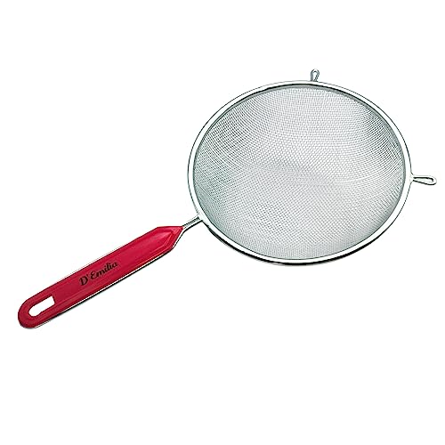 D'Emilia - Colino Da Cucina In Acciaio Inox, Scolapasta Per Alimenti A Rete Fine Per Pasta, Verdure, Setaccio Per Farina In 3 Diverse Misure (18 Cm)