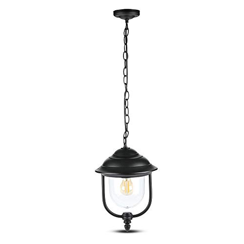 V-Tac Copertura Trasparente Moderna In Stile Minimalista Rustico E27 Lanterna Da Soffitto - Alluminio Con Pannelli In Vetro Ip44 Lanterna A Sospension