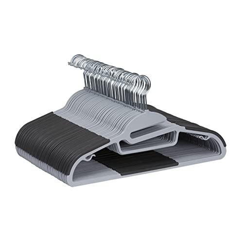 Amazon Basics - Confezione Da 50 Grucce In Plastica Con Rivestimento In Gomma - Grigio