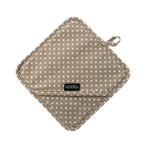 Koala Spain Impugnatura In Silicone Per Forno, Resistente Al Calore, Con Tasca Di Presa, Motivo A Pois, Beige, Cotone Riciclato