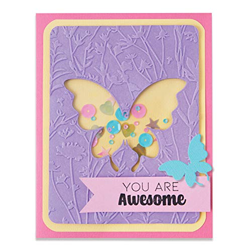 Sizzix Impresslits 665200-Cartella, Motivo Farfalle, Di Jen Long, Cartella Di Goffratura Plastica Pp, Multicolore, Taglia Unica
