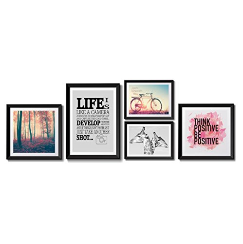 Wink Design Life Composizione Quadri Banff, Mdf, Nero, One Size