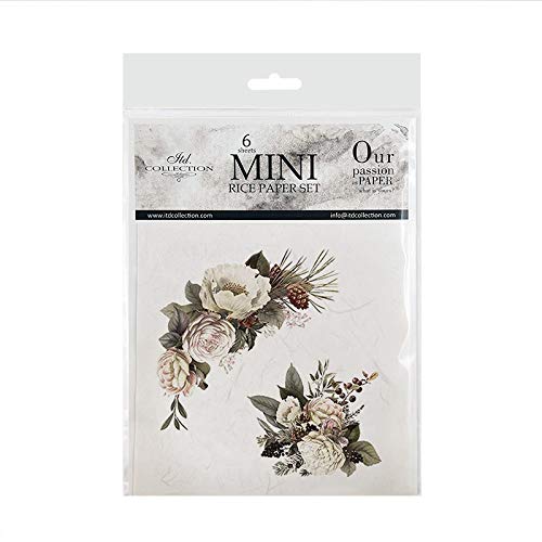 Itd Collection - Mini Papier De Riz Set De Création (6 Feuilles), Découpage De Papiers De Riz Pour Le Scrapbooking Et Le Bricolage, Multicolore 14,8 X