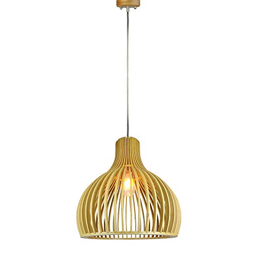 V-Tac Vt-4453 Lampadario Portalampada 1Mt E27 In Vero Legno Ф450Mm Con Cavo In Gomma - Sku 40551