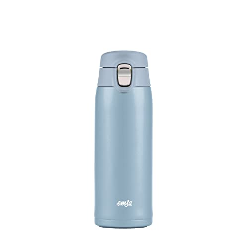Emsa N21518 - Tazza Termica Da Viaggio, Capacità 0,4 L, Formato Extra Sottile, Leggera, In Acciaio Inox, Sistema Di Chiusura Pieghevole, 100% A Prova