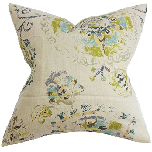 The Pillow Collection Riah Floral Cuscino, Multicolore
