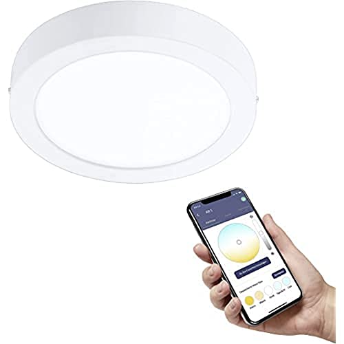 Eglo Connect.Z Smart Home Led Lampada Da Soffitto Per Bagno Fueva-Z, Ø 21 Cm, Zigbee, App E Controllo Vocale, Colore Della Luce Regolabile, Dimmerabil