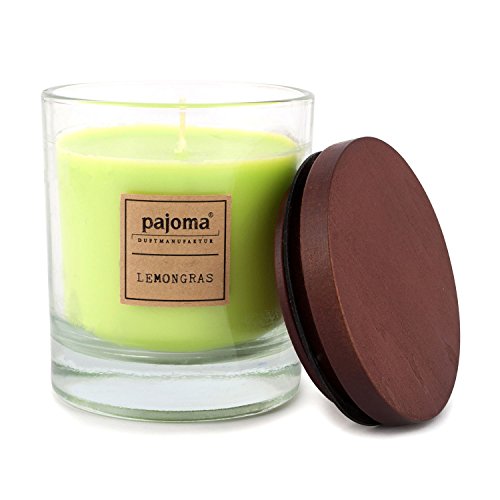 Unbekannt Pajoma - Candela Profumata Con Citronella, 180 G, In Vetro Con Coperchio In Legno, Edizione Premium, Per Circa 25 Ore