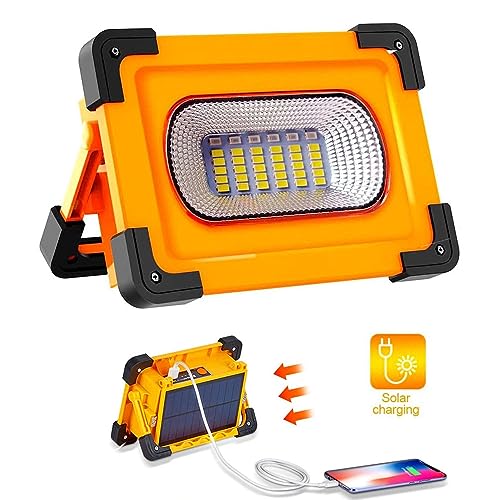 M Ledme - Faretto Per Proiettore Led Portatile Solar Powerbank Con Batteria, 2.700 Lumen, Ricaricabile, Leggero Per Lavoro, Ricaricabile Usb O Solare,