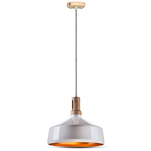 Portalampada Pendente 1Mt E27 Elegant Stylish, 350Mm-Legno Bianco