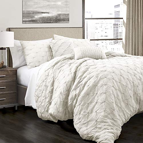 Lush Decor Ravello Pintuck, Poliestere, Bianco, Full/Queen