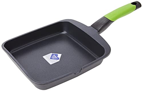 Bra Prior - Bistecchiera Grill, In Alluminio Pressofuso Con Rivestimento Antiaderente Teflon Classic Tinta Unita 22 Cm Nero