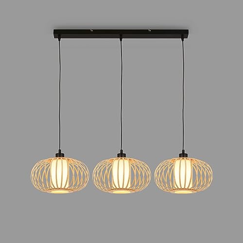 Briloner - Lampada A Sospensione In Bambù, Lampada Da Soffitto Per Soggiorno, Plafoniera In Legno, Lampada Da Soggiorno, Lampada Da Soggiorno, Boho, A